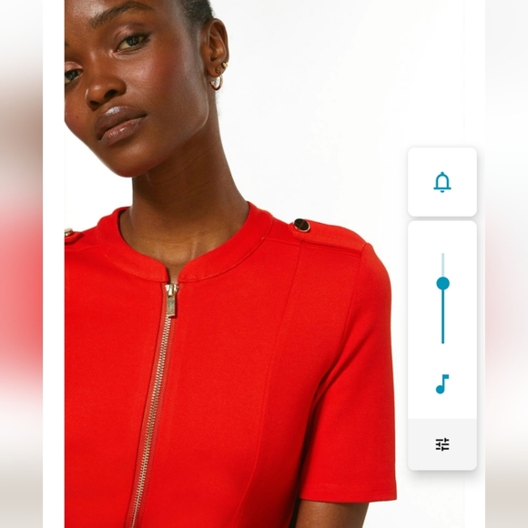 Karen Millen A Line Military Red Mini Dress With Front Zipper Sz 8 - Picture 3 of 7